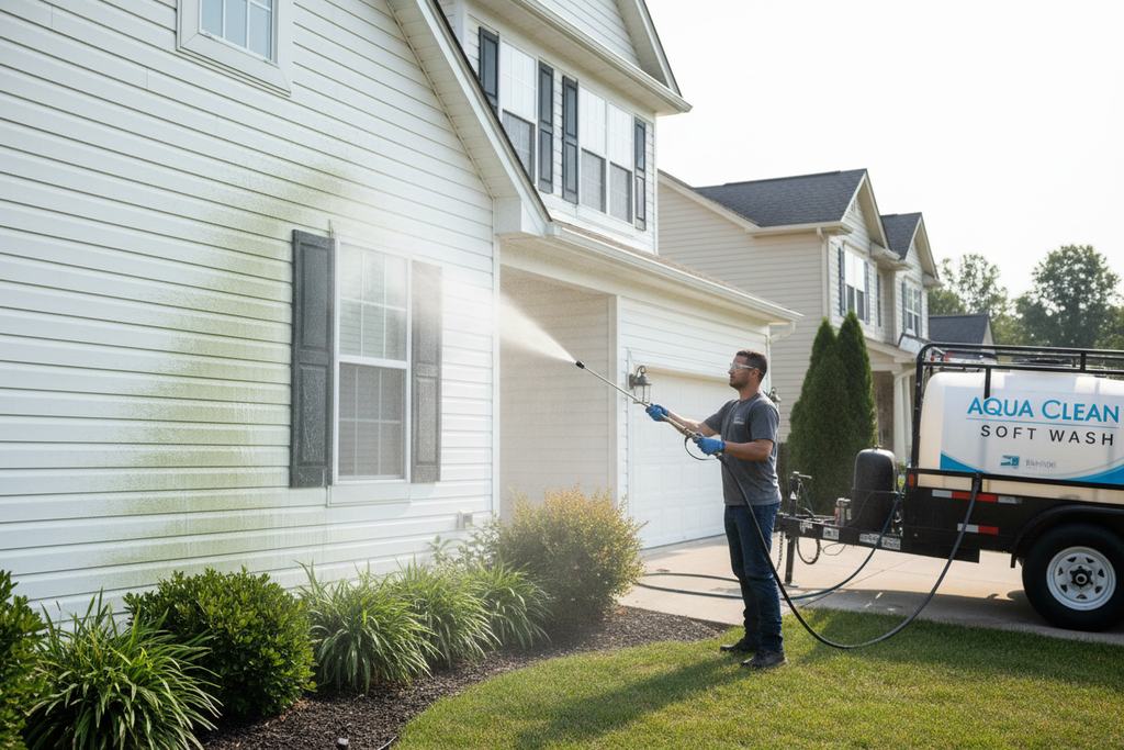 soft washing in action